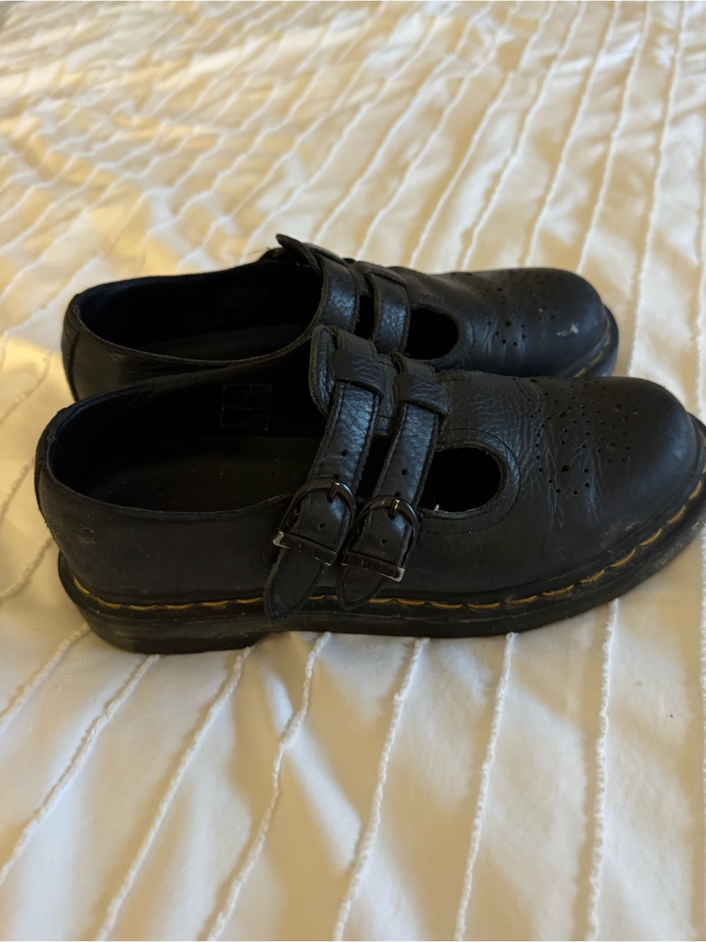 Dr. Martens Women’s Mary Jane’s Black Double-Buckle T-Strap Shoes